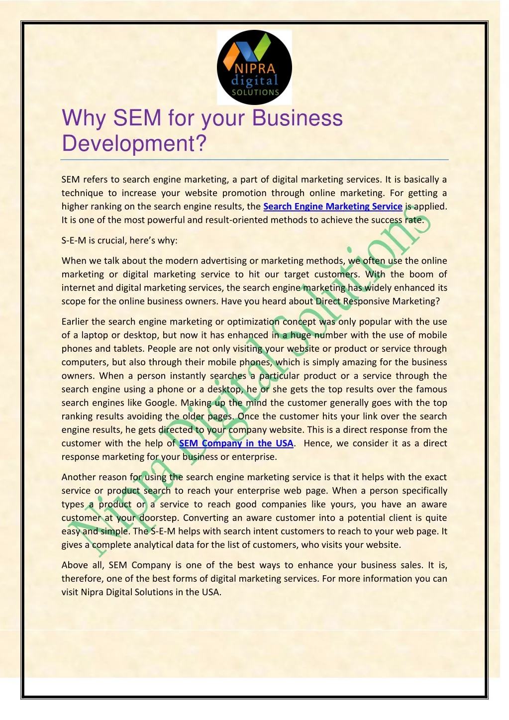 why sem for your business development