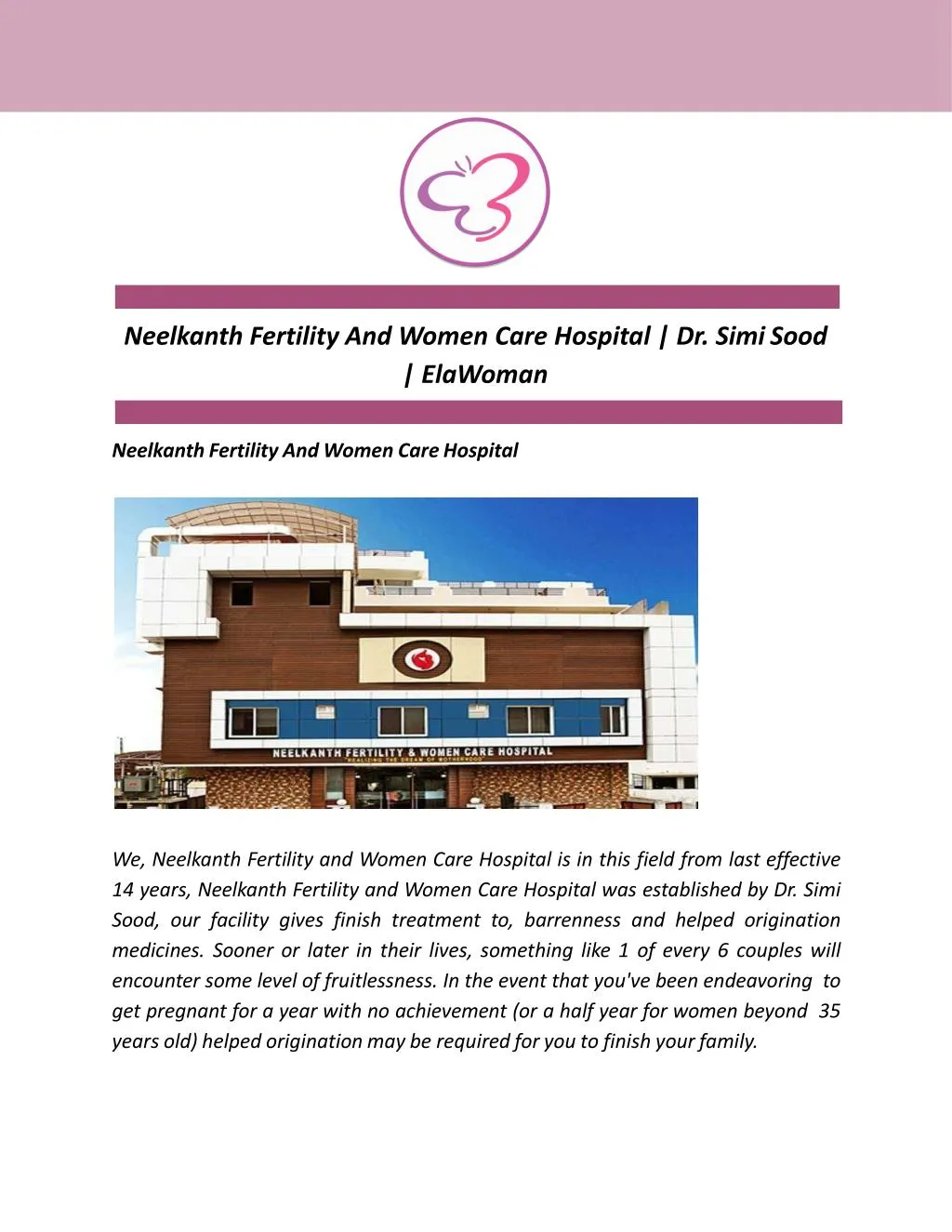 neelkanth fertility and women care hospital