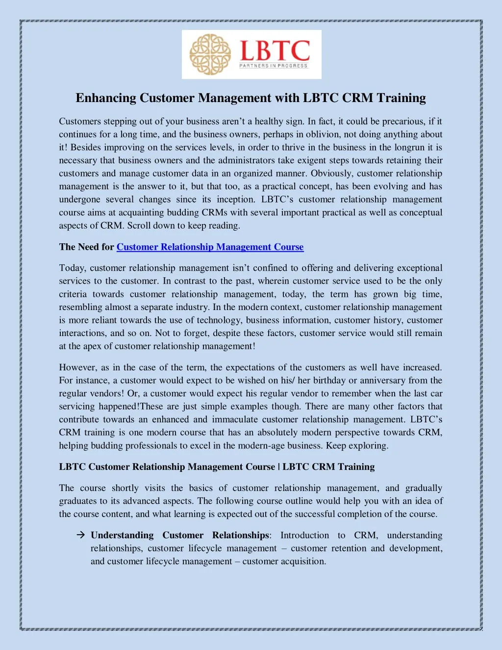 enhancing customer management with lbtc