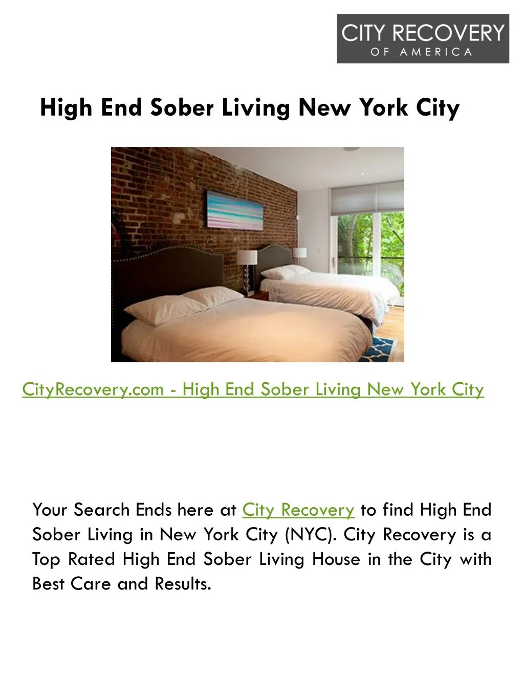 high end sober living new york city