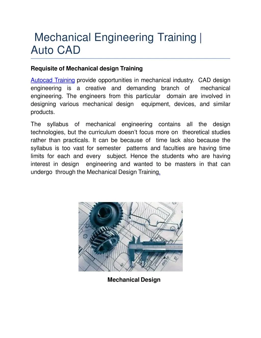 mechanical engineering training auto cad
