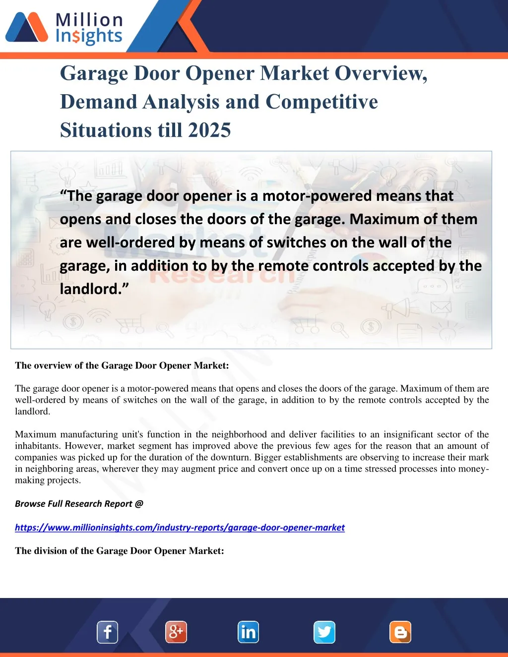 garage door opener market overview demand