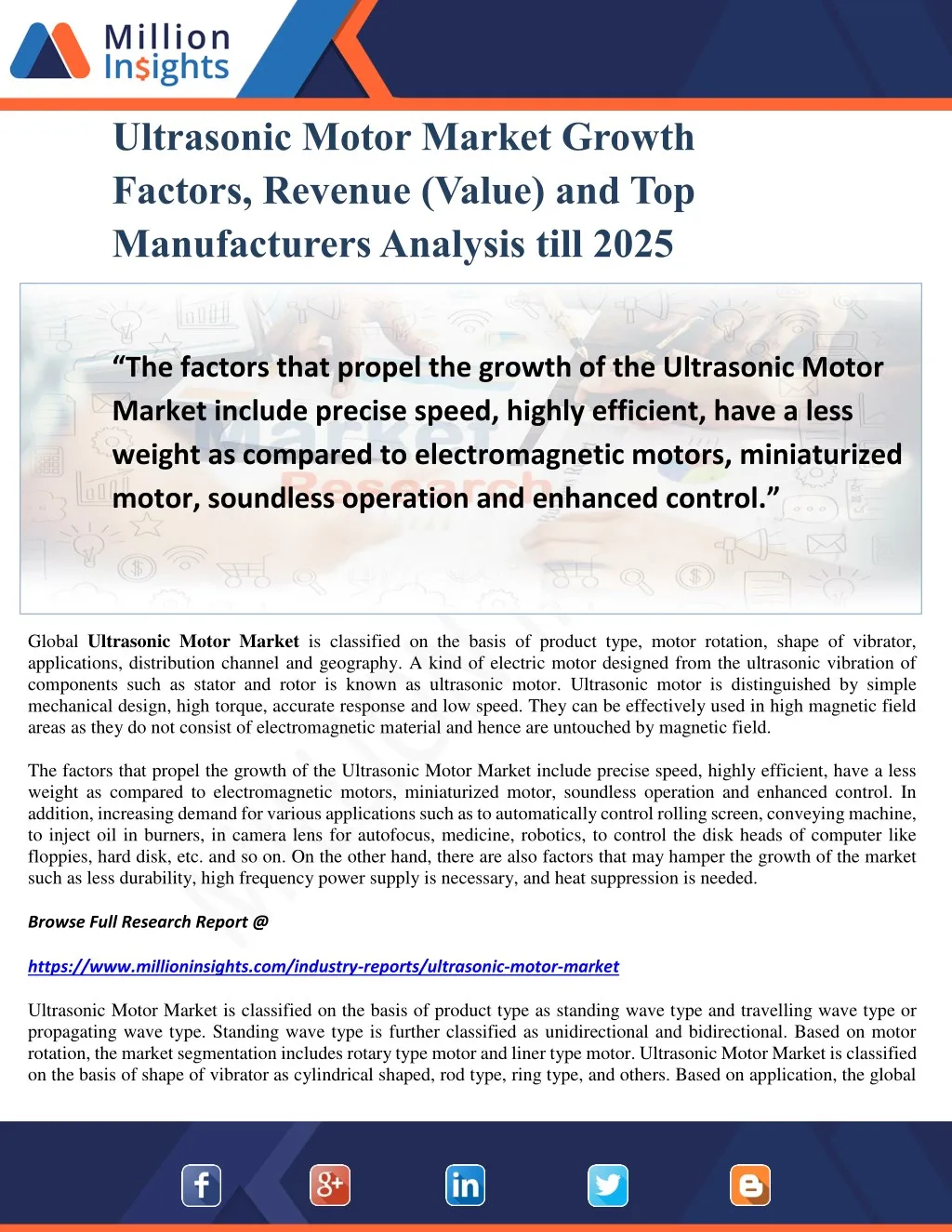 ultrasonic motor market growth factors revenue