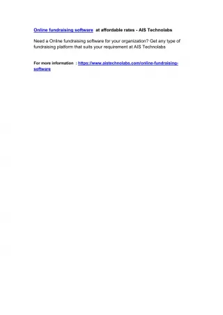 Online fundraising software at affordable rates - AIS Technolabs - slide 1