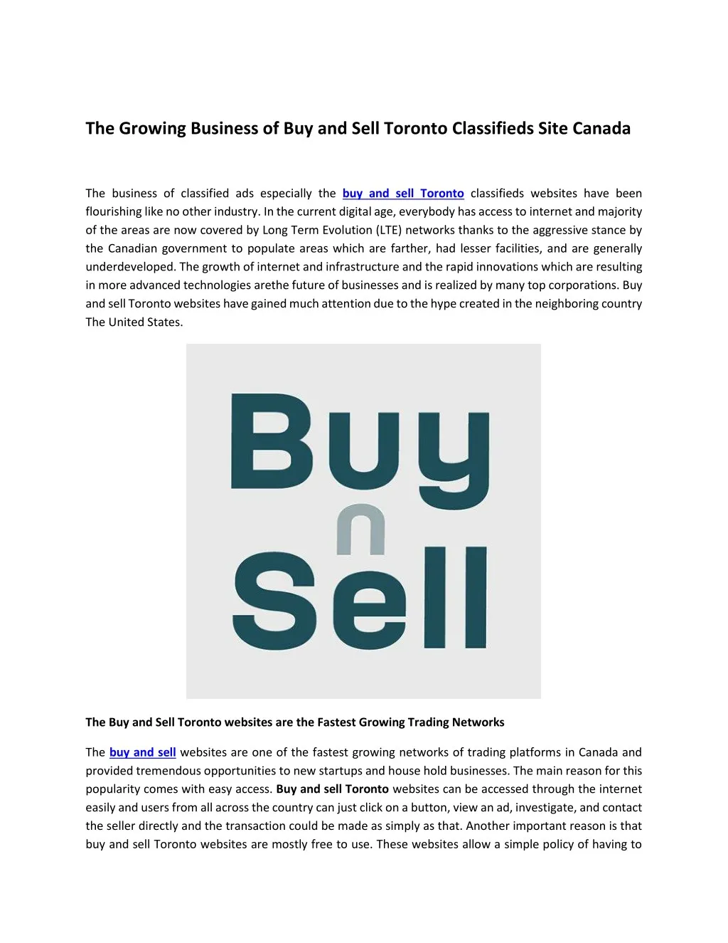 the growing business of buy and sell toronto