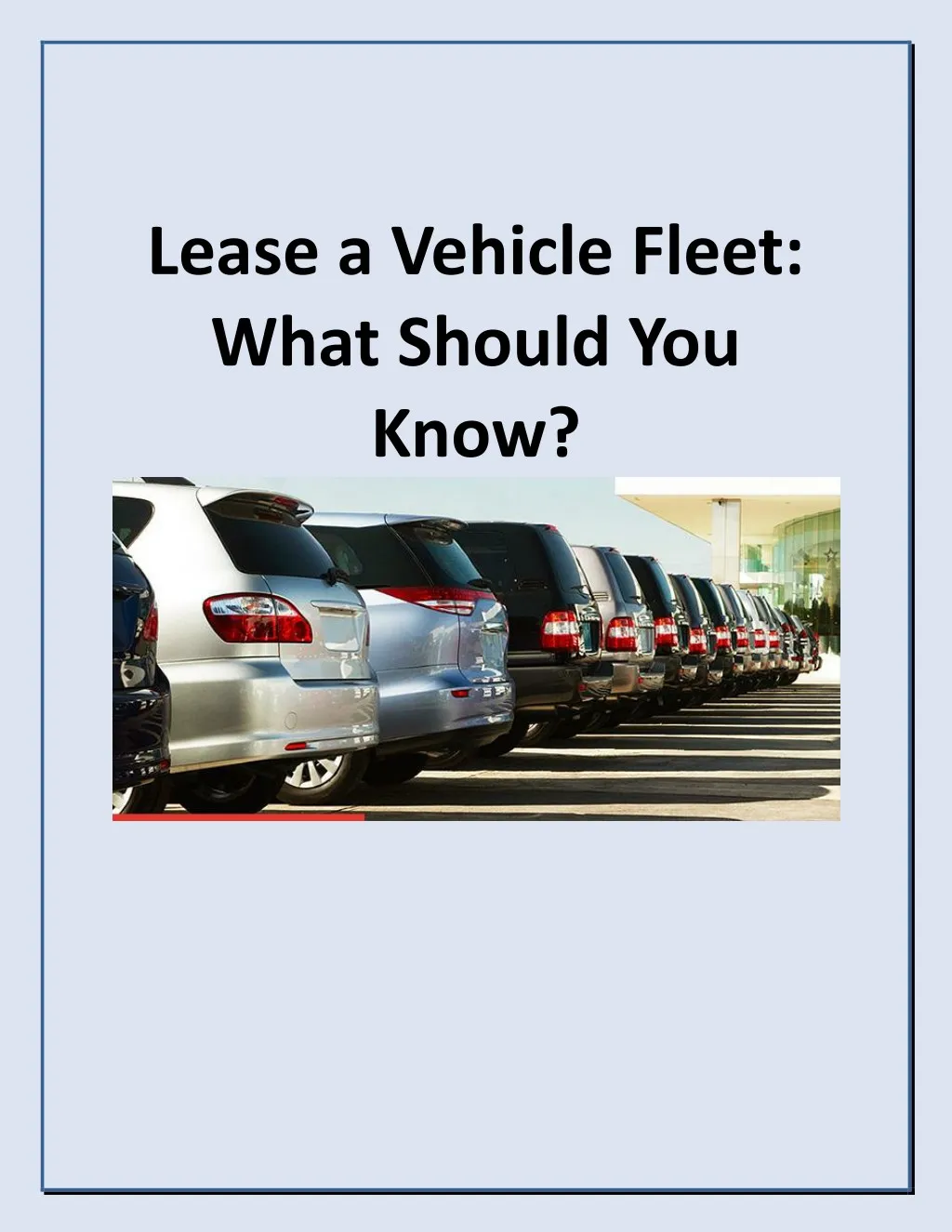 lease a vehicle fleet what should you know