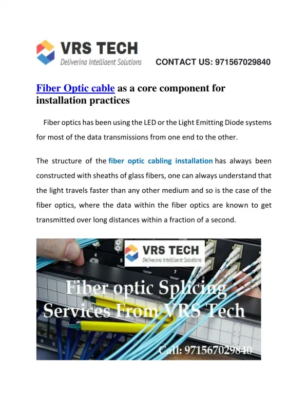 Fiber Optic Cabling - VRS Tech Dubai - Complete Fiber Optic Cable Network