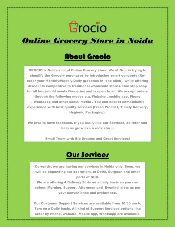 Online Grocery Store in Noida - Grocio