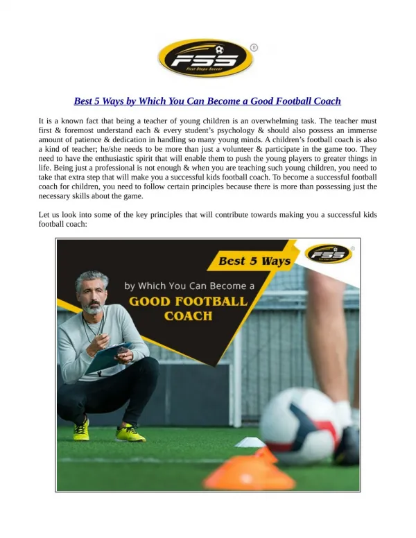 Best 5 Ways by Which You Can Become a Good Football Coach