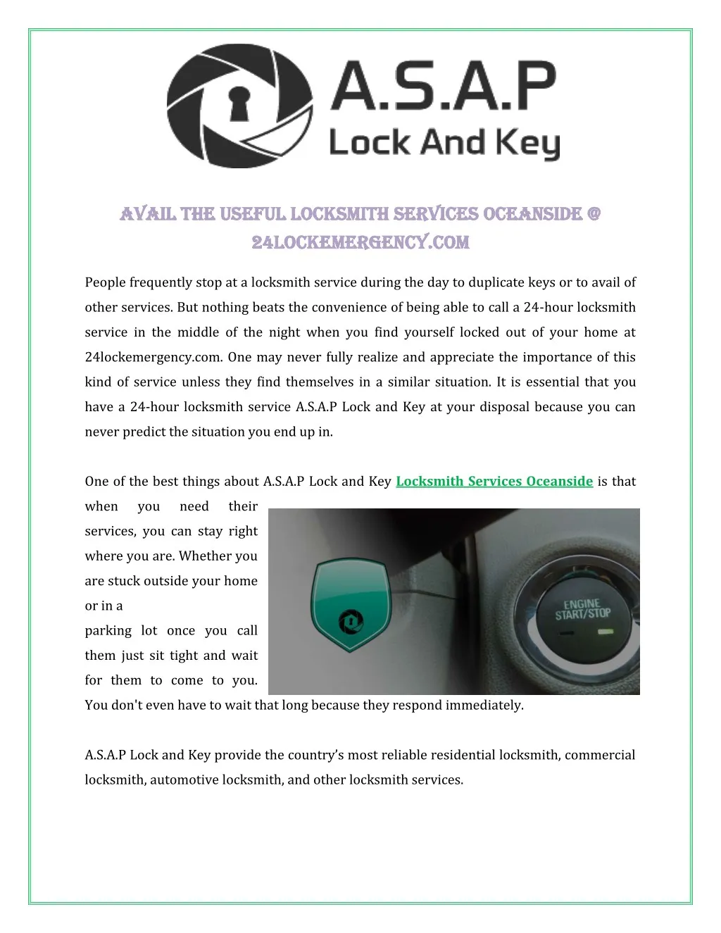 avail the useful locksmith services oceanside
