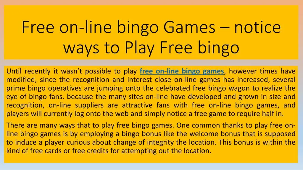 free on line bingo games notice ways to play free bingo
