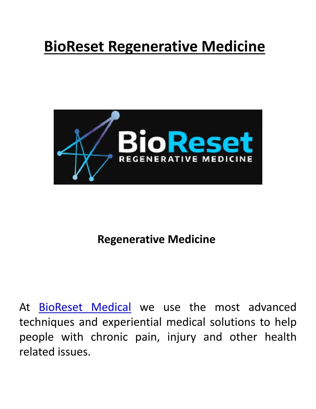 bioreset regenerative medicine