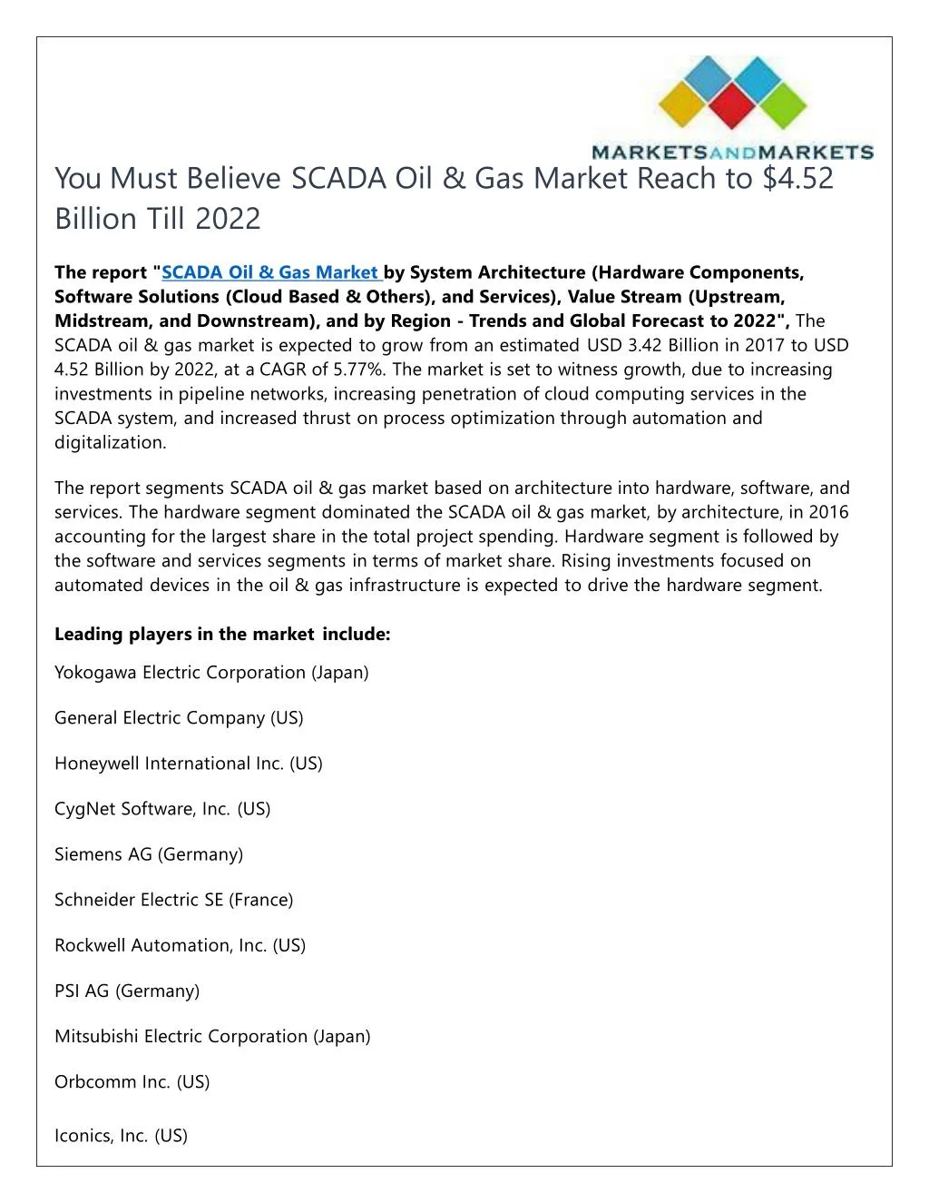 you must believe scada oil gas market reach