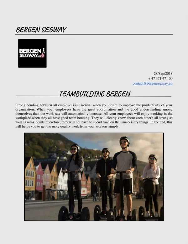 Book Best Teambuilding Bergen Tours Online | Bergen Segway