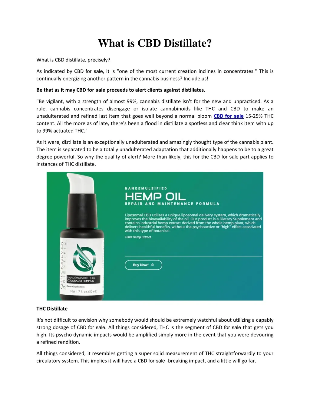 what is cbd distillate