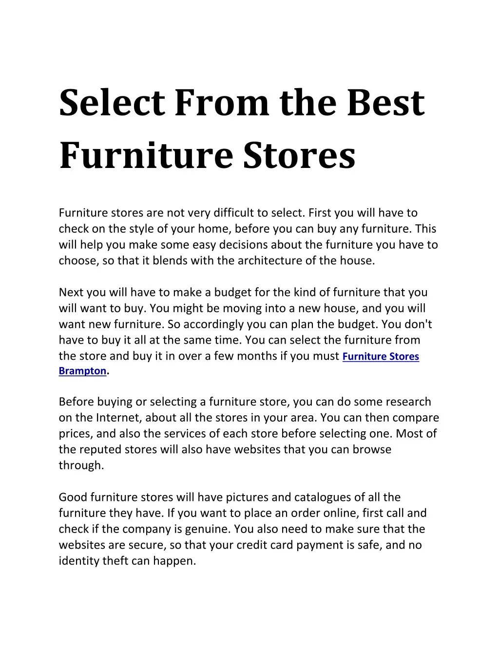 select from the best furniture stores
