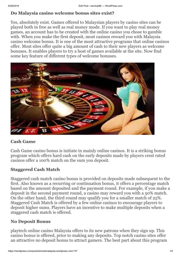 Do Malaysia casino welcome bonus sites exist