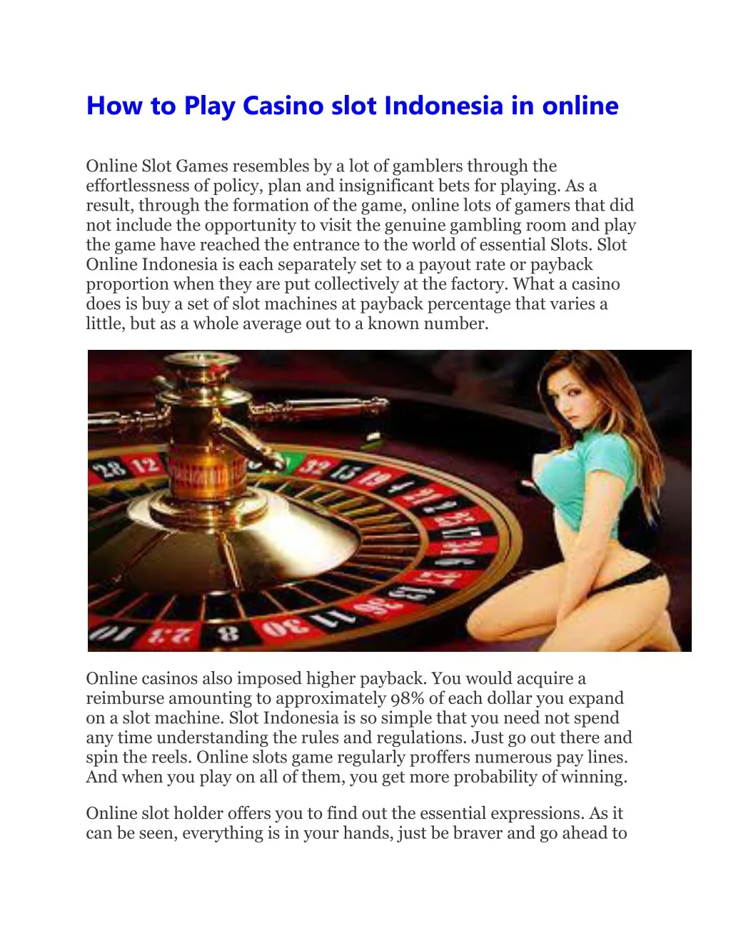 how to play casino slot indonesia in online