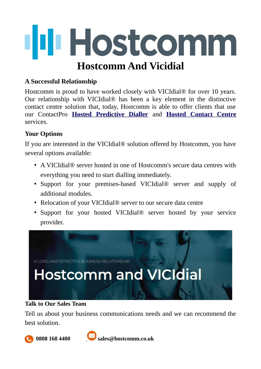 hostcomm and vicidial