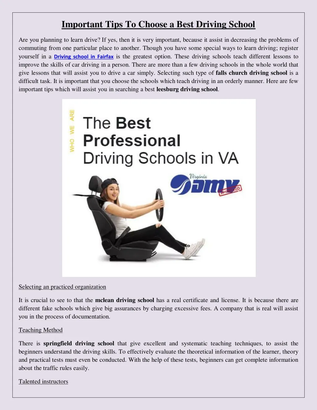 important tips to choose a best driving school