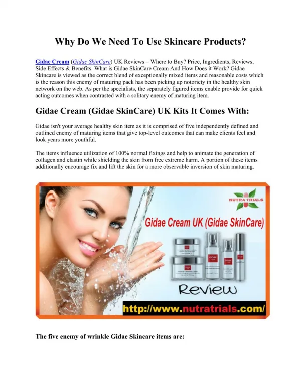 Gidae Cream UK (Gidae SkinCare) – Where to Buy? Price, Ingredients & Reviews