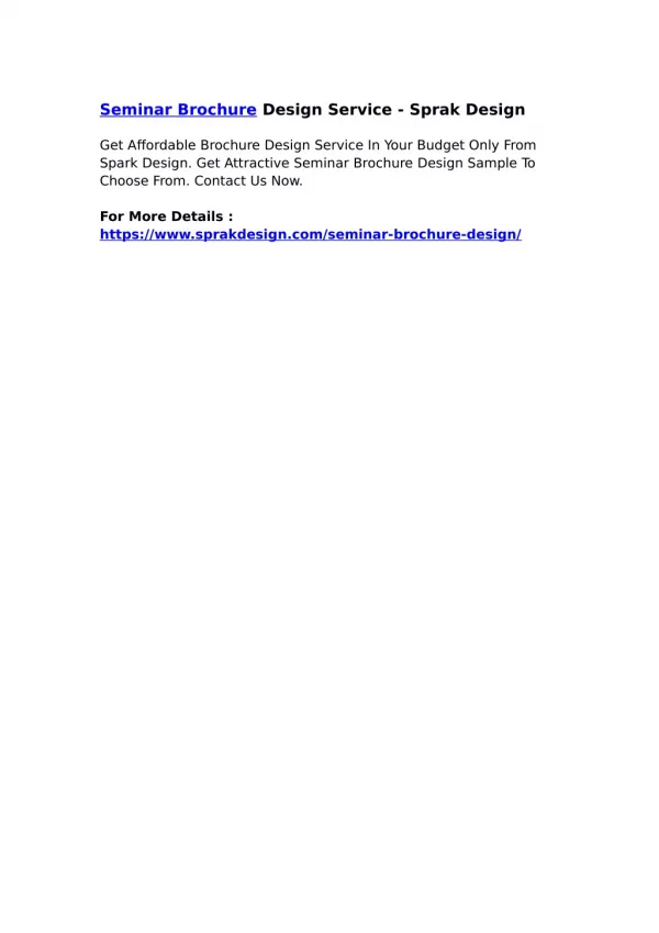 Seminar Brochure Design Service - Sprak Design