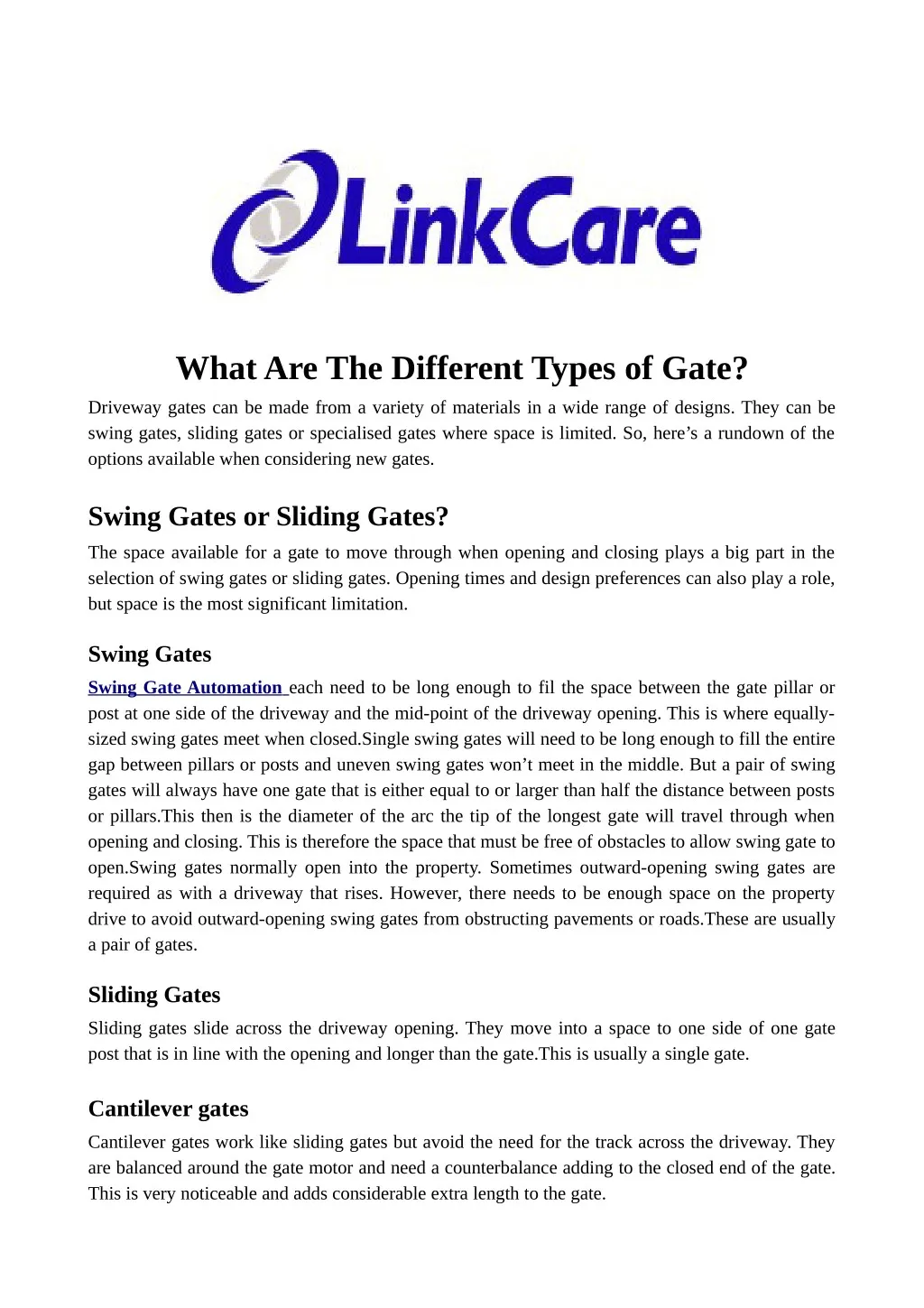 what are the different types of gate