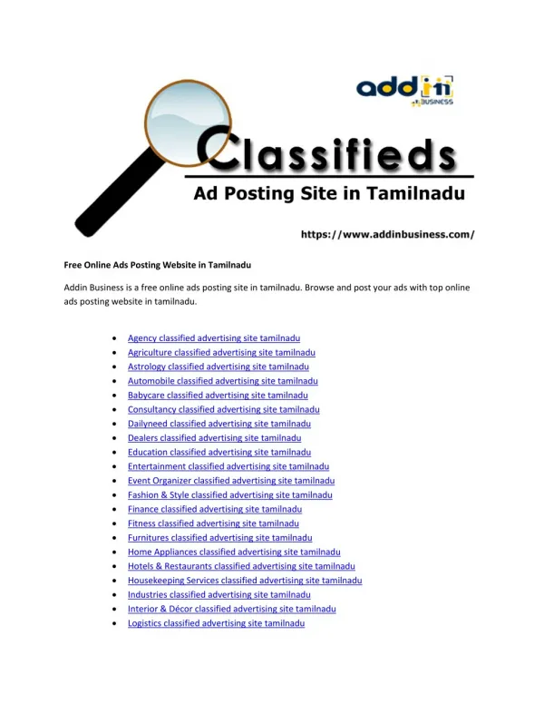 Online Ads Posting Website in Tamilnadu