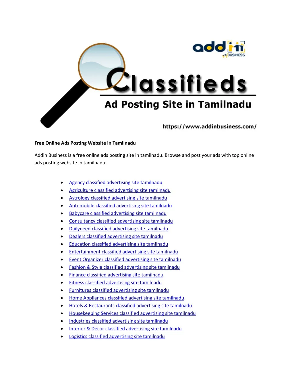 free online ads posting website in tamilnadu