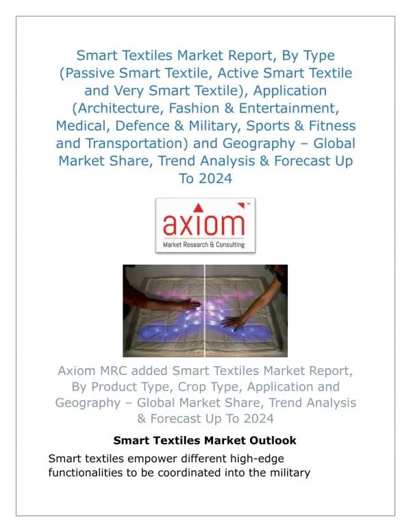 Smart Textiles Market by Type, Application & End-Users Analysis Report 2018