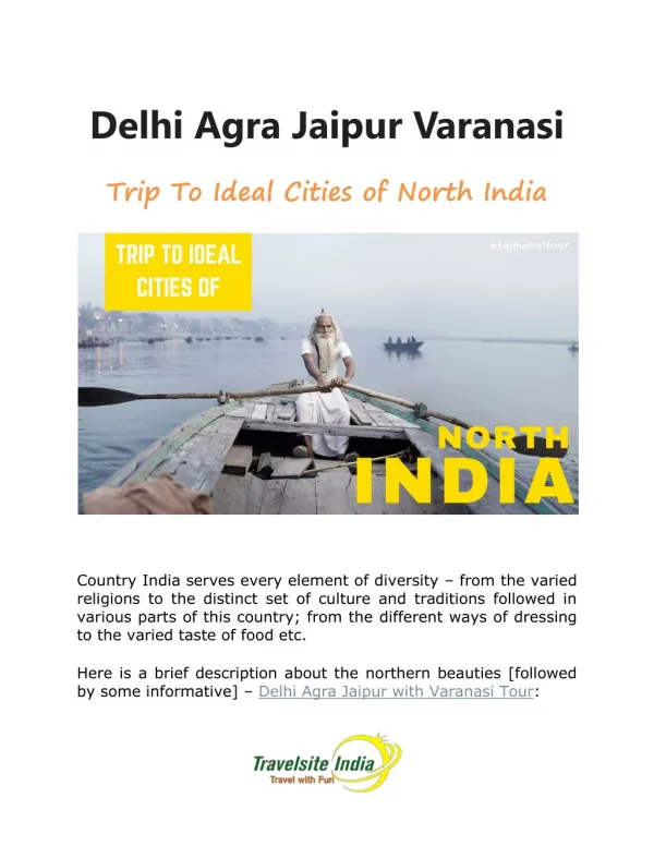 Trip To Ideal North India Cities - Delhi Agra Jaipur Varanasi