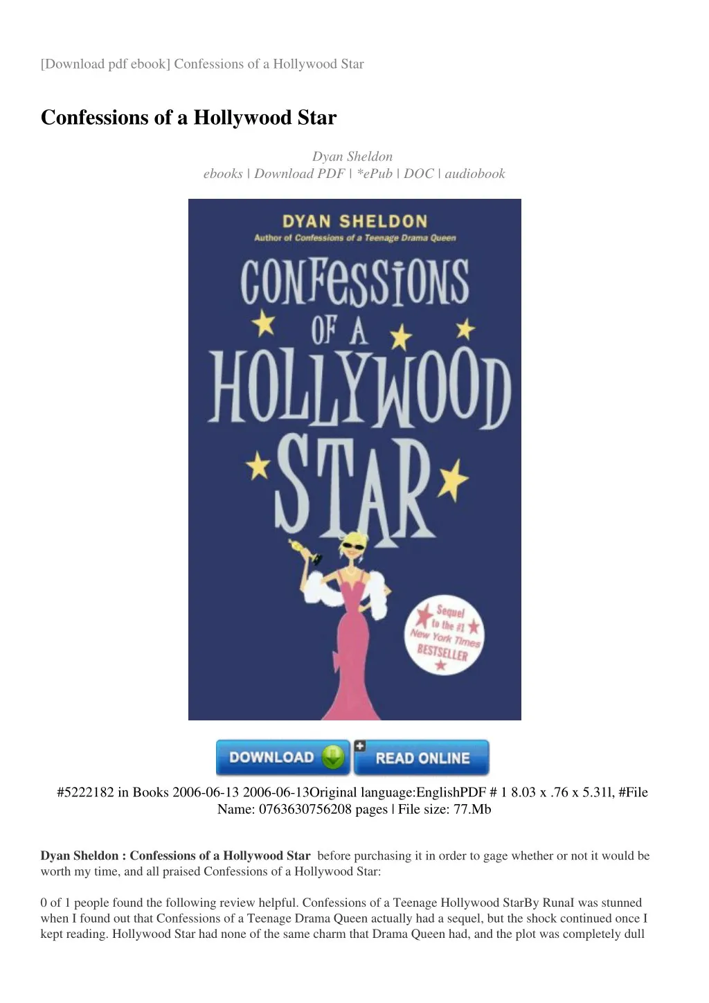 download pdf ebook confessions of a hollywood star