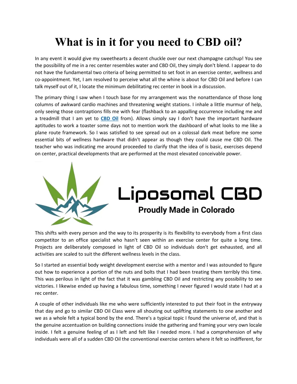 what is in it for you need to cbd oil