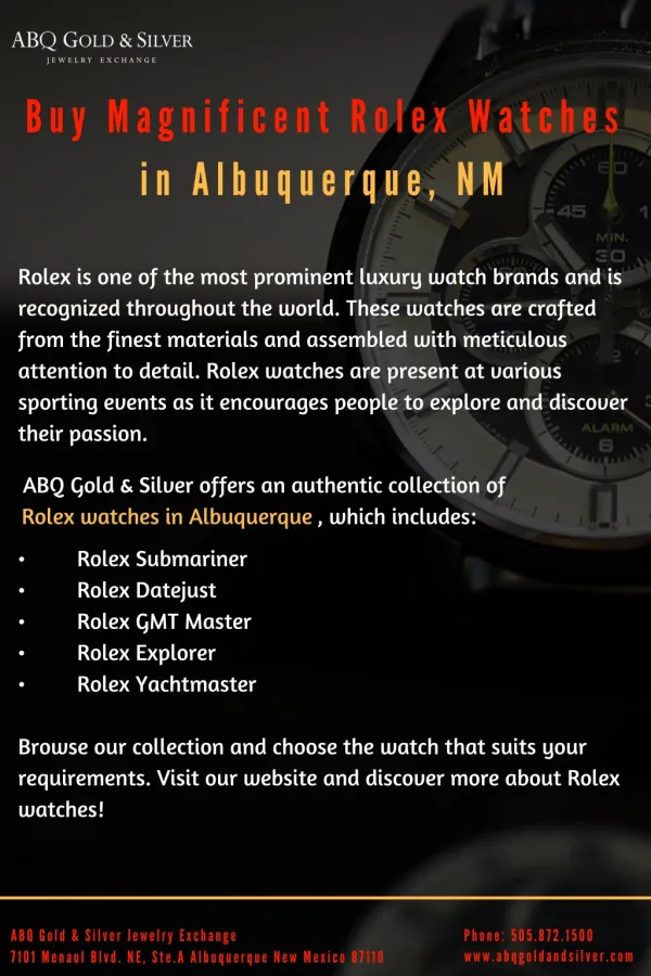 Buy Magnificent Rolex Watches in Albuquerque, NM