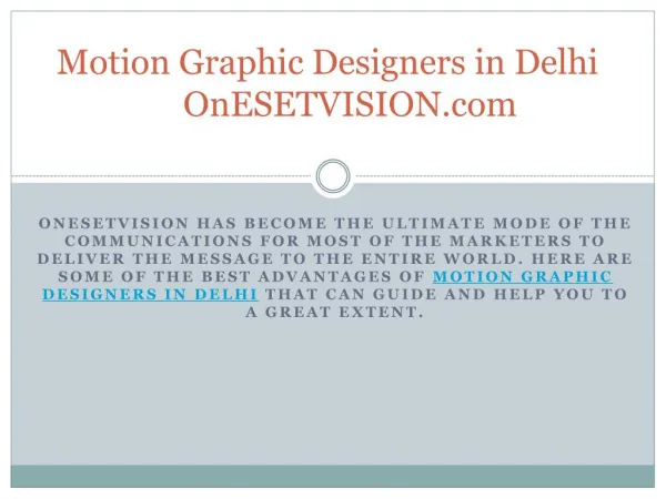 Motion Graphic Designers in Delhi