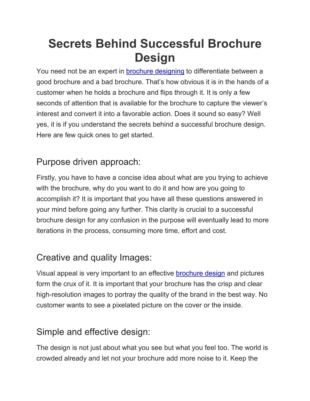 secrets behind successful brochure design
