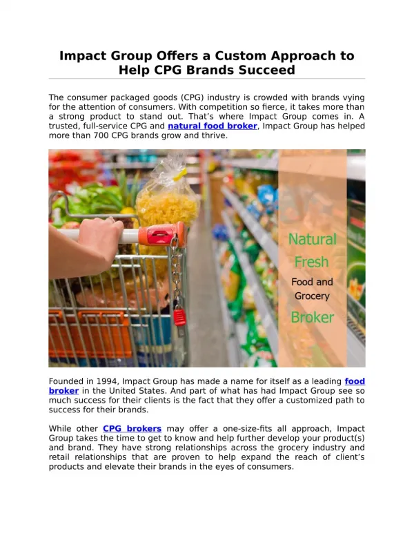Impact Group Offers a Custom Approach to Help CPG Brands Succeed