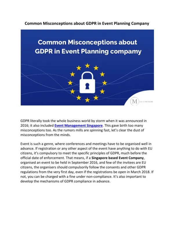 Common Misconceptions About GDPR In Event Planning Company