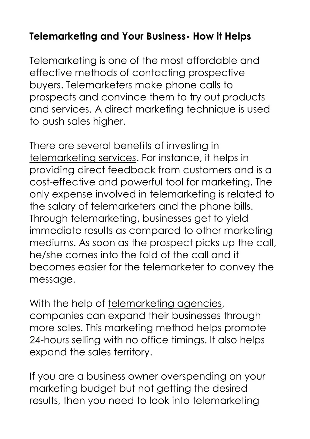 telemarketing and your business how it helps