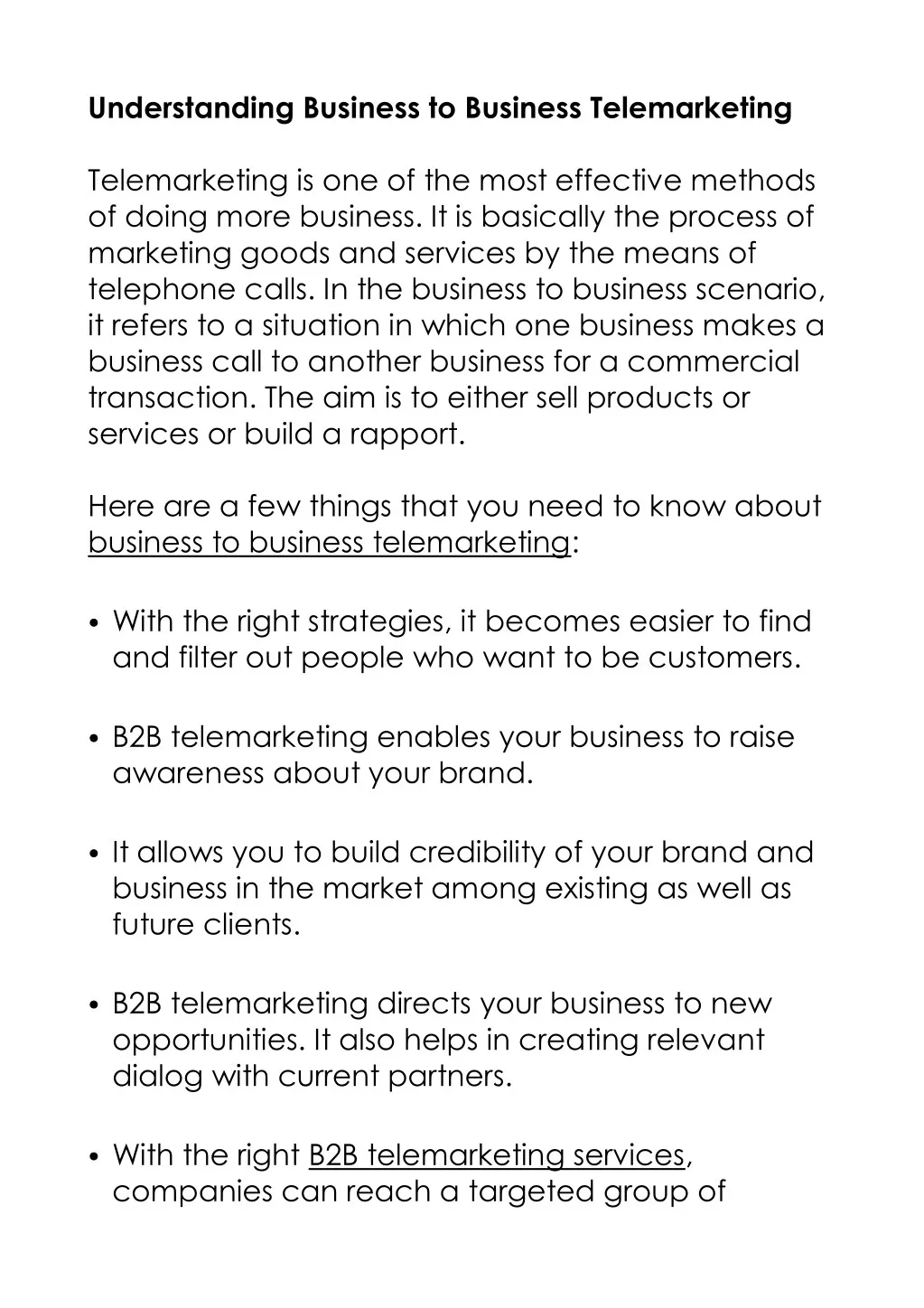 understanding business to business telemarketing