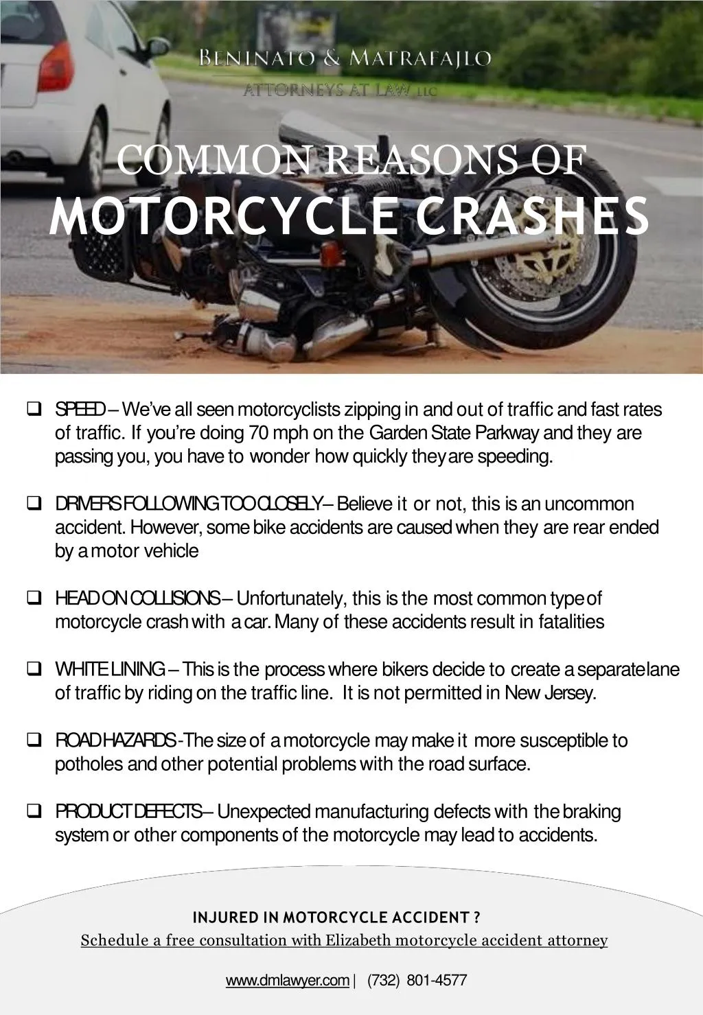 common reasons of motorcycle crashes