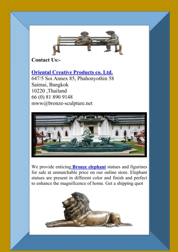 Get Bronze Elephant Statues and Figurines for Sale