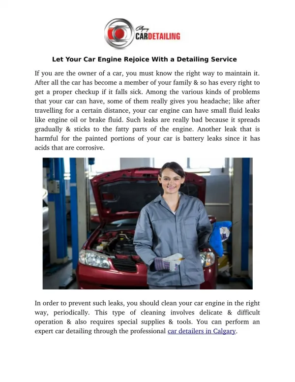 Let Your Car Engine Rejoice With a Detailing Service