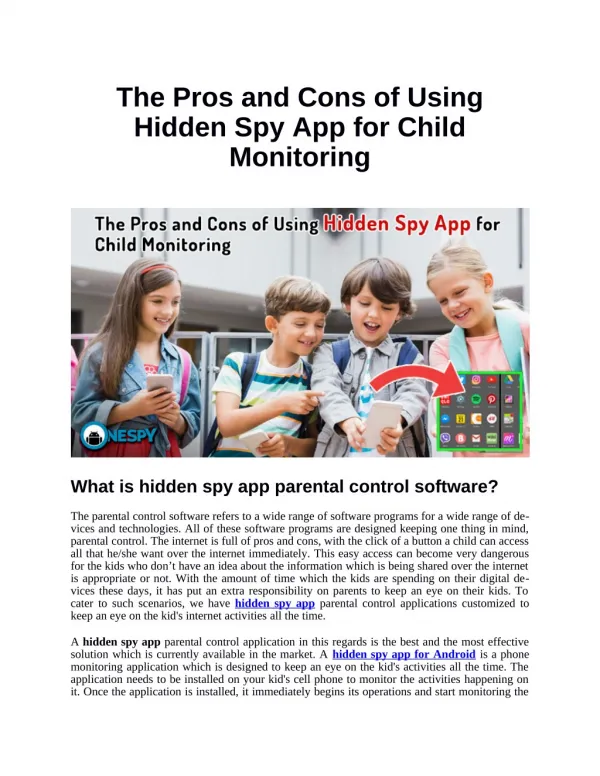 The Pros and Cons of Using Hidden Spy App for Child Monitoring