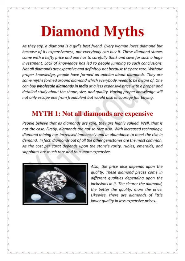 Diamond Myths