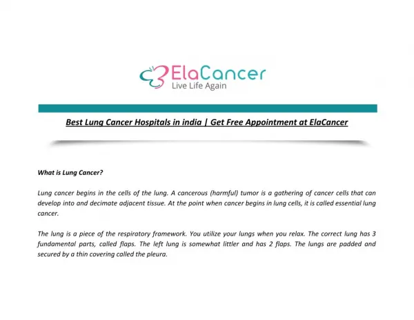 Best Lung Cancer Hospitals in India | Get Free Appointment at ElaCancer