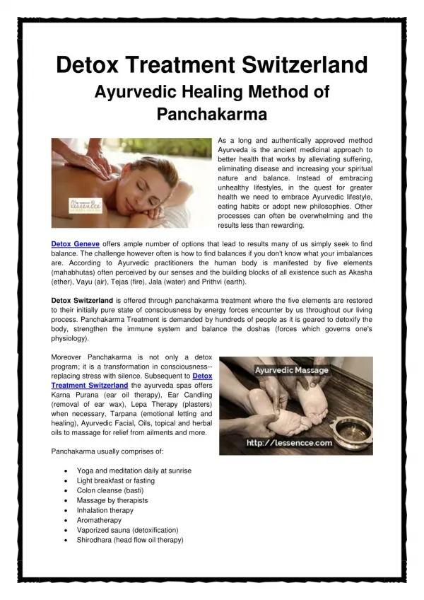 Ayurvedic Healing Method of Panchakarma