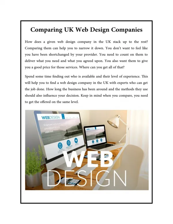 compari ng uk w eb des i gn compani es how does