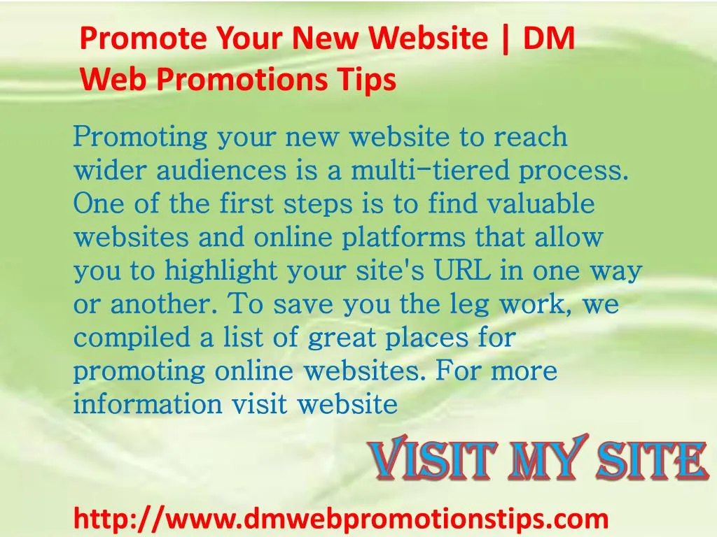 promote your new website dm web promotions tips