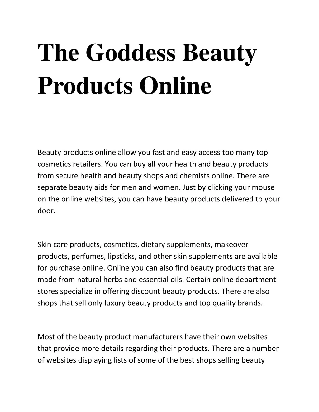 the goddess beauty products online